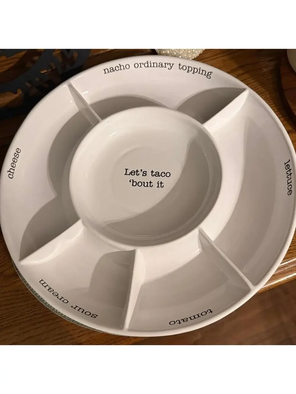 Mud Pie Taco Bar Condiment Serving Platter, White
